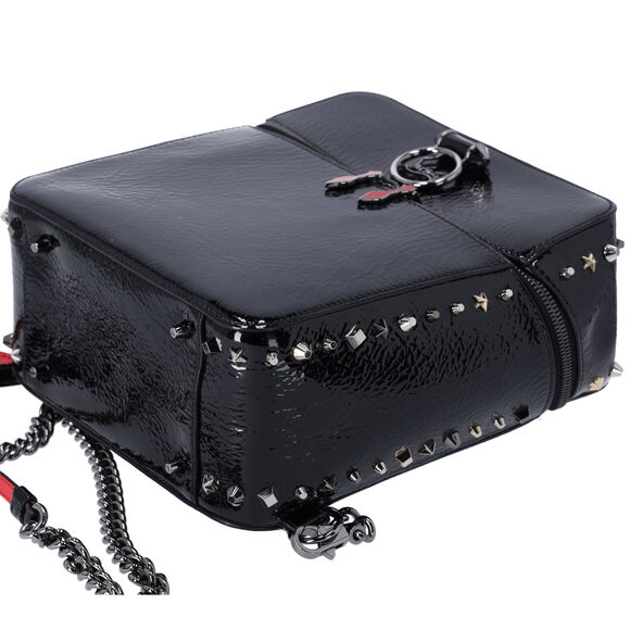 Christian Louboutin Textured Patent Calfskin Rubylou Backpack Black